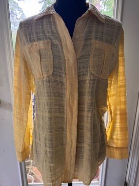 Yellow Chico’s button up top size 1 ( M)